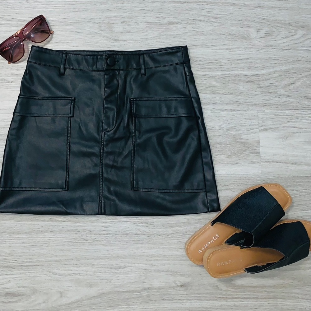 Zara Faux Leather Skirt • $15 • Message to purchase • (Size US M) • Lightly Worn